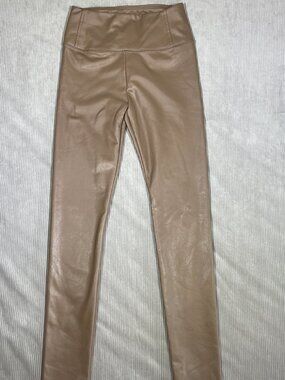 Tan Cognac Vegan Leather Moto Leggings XS High Rise Bagatelle Collection